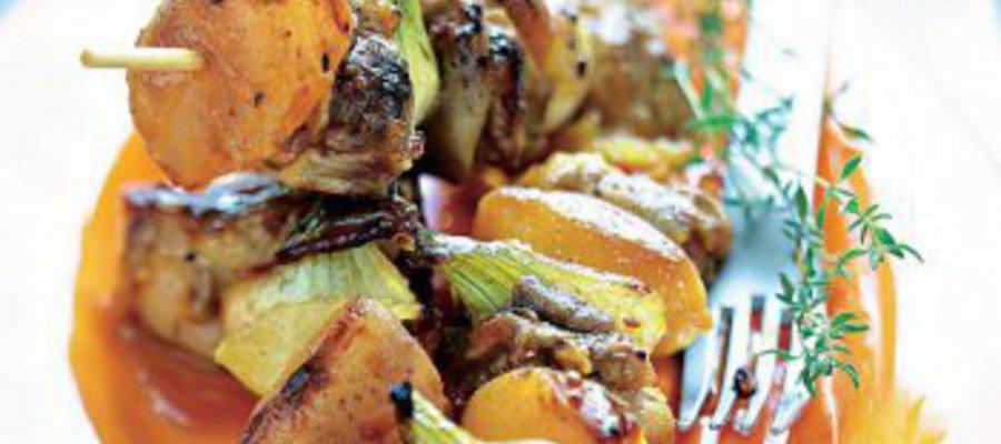 Brochette de poulet marinée aux abricots (volailles)